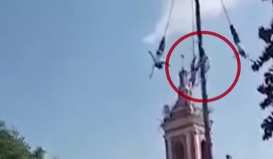 意外！墨西哥雜技演員因安全繩斷裂半空摔落